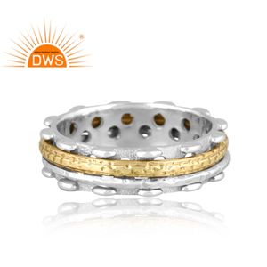 Newly design fine sterling <b>silver</b> brass set handmade design <b>spinner</b> band <b>ring</b> <b>silver</b> jewelry manufacturer - Product Image 2