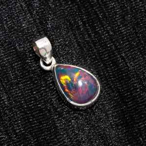 Pendentif en opale noire naturelle fabriqué à la main en argent sterling 925 bijoux en pierres précieuses poire collier délicat pour elle - Product Image 5