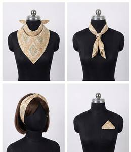 Pañuelo de Algodón Cuadrado con Diseño Floral Pintado a Mano FABRIA Amarillo - Amigable con la Piel, Secado Rápido, Transpirable, Duradero, Casual, Multiusos - Product Image 2