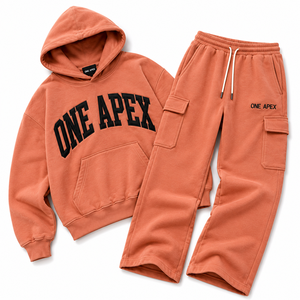 ชุดวอร์มฮู้ดดี้ผู้ชาย ONEAPEX SPORTS WEAR สีส้มคอรัล ผ้าคอตตอนพรีเมียมเนื้อหนัก ทรงปกติ 380 กรัม สำหรับฤดูร้อน - Product Image 3