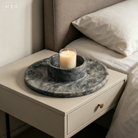 Plateau en marbre gris toundra naturel NANWEI, design personnalisé, forme rectangulaire pour la décoration intérieure