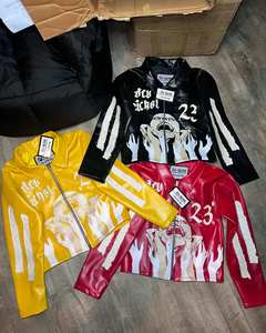 Vestes pour hommes personnalisées, chemise en cuir de haute qualité, veste bomber, fermeture éclair, veste en cuir PU brodée pour hommes - Product Image 4