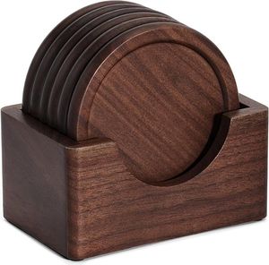 Posavasos de madera de acacia de fábrica personalizado posavasos de madera de nogal posavasos de haya para taza de té y café - Product Image 3