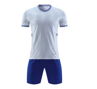 Conjunto de Camiseta de Fútbol Blanca y Azul para Hombre, Manga Corta, Cuello Redondo, Absorbe la Humedad, Transpirable, Ropa Deportiva de Algodón para Verano, Adulto
