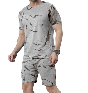 Mens Summer Suit 2 Piece Shorts and T-shirt <b>Set</b> Print Weave Digital Printing Verano Summer Clothes Summer Wear 100% Cotton - Product Image 3