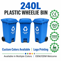 Poubelle extérieure en plastique de 240 L pour zones scéniques avec couvercles, robuste, écologique, pour la gestion des déchets, conteneur à roulettes mobile