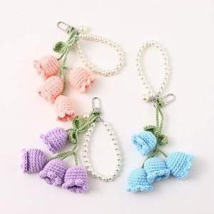 Porte-clés créatif et mignon pour fille, en crochet et tricot, avec chaîne en coton et fleur Lanling, boucle décorative pour sac en alliage, Guangdong - Product Image 1