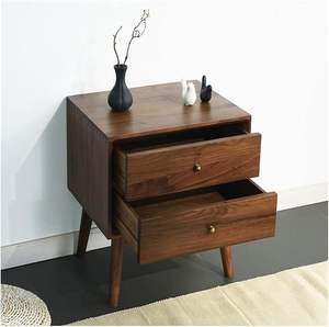 mesita de noche hecha a mano con cajones de madera, mesa de madera tradicional con cajones para hogares indios, mesa auxiliar rústica con cajones - Product Image 1