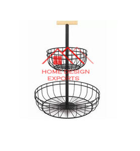 Bol demi-rond en forme de dessus de table décoratif meilleure vente décor panier en fil de fer enduit de poudre noire pour service décoratif - Product Image 5