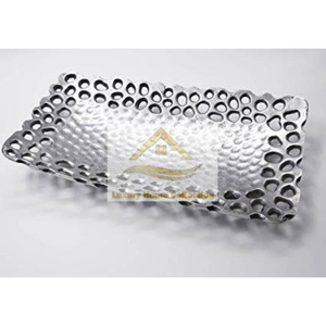 Aluminum and Glass <b>Mirror</b> Gold Plated <b>Bamboo</b> Shape Metal Frame Modern Fancy Designer Tray for Hotels & Restaurants Tableware - Product Image 4
