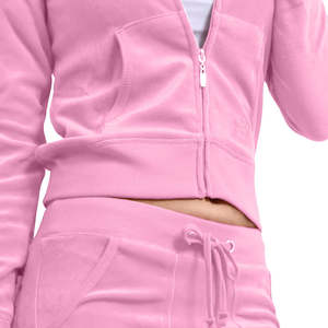 High Quality Wholesale Breathable Lightweight Zip <b>Hoodies</b> Jogger Set Women's Printed Cotton Velour Tracksuit Plus Size Winter - Product Image 2