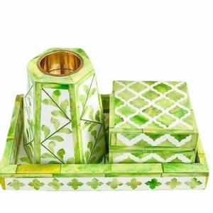 Ensemble de plateaux à bakhoor en os incrusté fait à la main avec de magnifiques motifs floraux, idéal pour la décoration intérieure moderne - Product Image 6