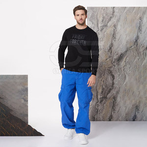 Hombres Sudadera de peso pesado de algodón de lana de cuello redondo de manga larga Top para la moda de la calle de invierno - Product Image 3