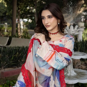 Dr Haris Vol SAMAR Collection Conjunto de 3 piezas de Sari Salwar de viscosa pakistaní para mujer Ropa India festiva para fiestas de bodas - Product Image 3