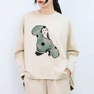 Sudadera con capucha de punto con bordado GSM alto con letras de invierno hechas a medida para mujer, ropa informal, sudadera de 100% algodón de calidad Premium - Product Image 1