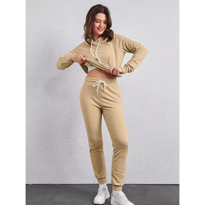 Ensemble de survêtement décontracté à capuche imprimé pour femmes grandes tailles, faible MOQ, logo personnalisé, vêtements tendance - Product Image 2