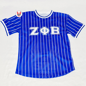 เสื้อเบสบอลลายทางพิมพ์ลายโพลีเอสเตอร์ Zeta Phi Beta Soror  ชุดเบสบอลสีตามสั่ง เสื้อเบสบอลแบบกำหนดเอง - Product Image 2