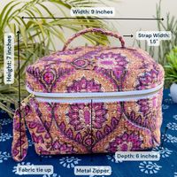 Bloc à main imprimé coton sac de toilette motifs indiens traditionnels fermeture éclair réutilisable Portable pour voyage cosmétiques essentiels quotidiens
