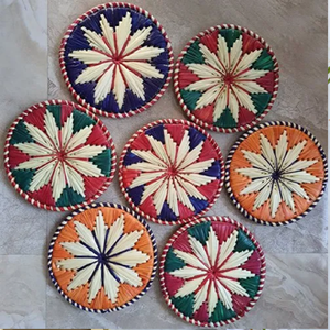 Plaque murale décorative tissée à la main, design circulaire rouge et vert, tenture murale pour la décoration de la chambre, la fête de bureau - Product Image 2