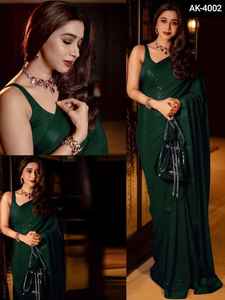 Georgette ชุดไหมพิมพ์ลายตามลำดับแบบเส้นหนาเสื้องานปาร์ตี้สไตล์อินเดีย - Product Image 5