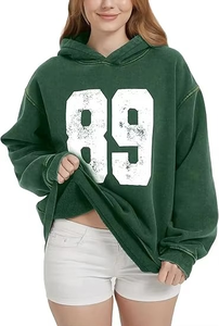 Sudaderas con capucha para mujer Sudaderas con capucha de lana de peso pesado con estampado de números para parejas Sudaderas con capucha a juego de gran tamaño con lavado ácido - Product Image 6