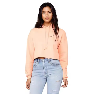 Meilleures ventes 2026 : Sweat-shirts à capuche pour femmes, en coton vierge de haute qualité, grandes tailles, coupe pull-over, crop top uni, personnalisables - Product Image 1