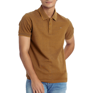 Chemise classique pour homme en coton biologique brun, motif uni, décontractée au quotidien, manches courtes, confortable, tissu tricoté compressé - Product Image 4