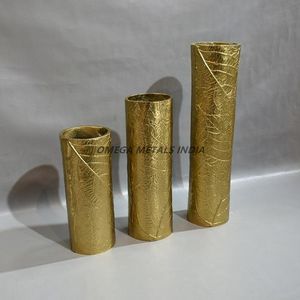 Latest Designs Handcrafted Silver Cylindrical Metal <b>Vases</b> <b>Textured</b> Artistic Finish Perfect for Luxury Home and Office Decor - Product Image 2