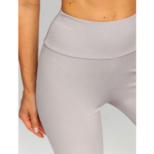 Shorts de Yoga de Cintura Alta con Textura Acanalada, Color Gris Sólido, Sin Costuras, Elásticos en Cuatro Direcciones, Spandex y Poliéster, Ropa Deportiva para Gimnasio - Product Image 4