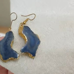 Pendientes Artesanales de Ágata Rosa Natural al 20% con Doble Druzy y Borde de Latón, Joyería Unisex, Regalo H.A. Gemas - Product Image 4