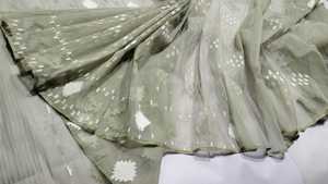 Exclusif Deshi Dhakai Jamdani Sharee Qualité d'exportation pour les femmes JAMDANI FABRIC Bleu ROUGE VERT Doré Bleu Ciel du Bangladesh - Product Image 6