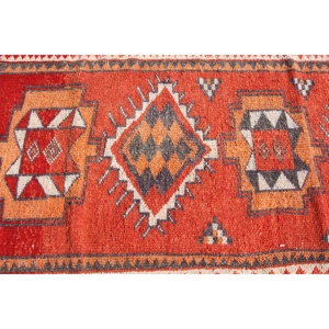 Turkish Rug, 3.4x11 ft <b>Runner</b> Rug, <b>Red</b> Ombr Wool Vintage Rug - Product Image 4
