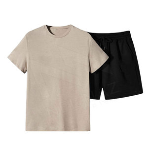 ชุดกางเกงวิ่งขาสั้นผ้าฝ้าย2ชิ้นสำหรับผู้ชายชุดออกกำลังกายระบายอากาศขนาดพลัสไซส์สำหรับฤดูร้อน - Product Image 1