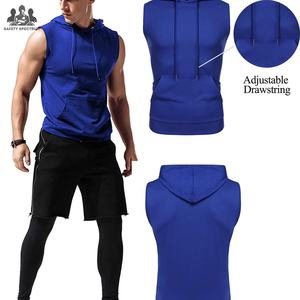 <b>Men's</b> Solid 100% Cotton <b>Sleeveless</b> <b>Hoodies</b> Tank Top | Winter Gym Training Wear | Breathable Eco-Friendly Bulk OEM Orders - Product Image 3