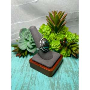 Navajo Handmade Blue <b>Moon</b> Turquoise & Sterling Silver Gemstone Cluster <b>Ring</b> Yellow Gold Size 8.75 for Everyday Wear Promises - Product Image 2