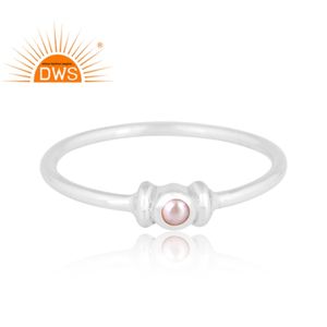 Dernières tendances Bague empilable en argent sterling fin avec perles naturelles Fabricant de bijoux personnalisés - Product Image 3