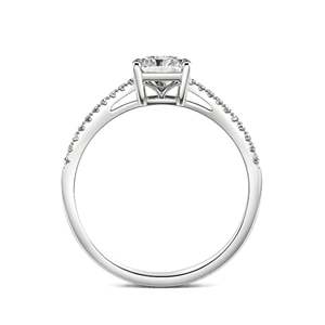 Jeulia Rhodium Plated Sterling <b>Silver</b> <b>Emerald</b> Cut Vintage Gemstone Engagement <b>Ring</b> - Product Image 4