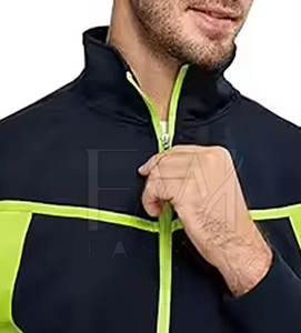 Conjuntos de jogging con cremallera atlética de lana deportiva de alta calidad, conjuntos de chándales de hombre con parches personalizados para correr y trotar - Product Image 2