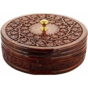 Tapa superior de diseñador de trabajo de nácar para forma redonda, contenedor de almacenamiento Chapati chapado en oro de Metal de primera calidad, suministros de cocina - Product Image 6