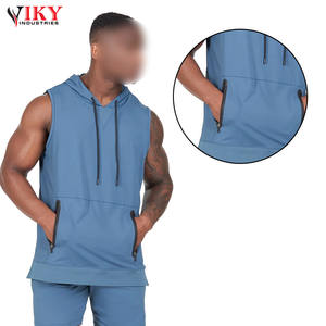 Ensemble de survêtement sans manches pour homme avec logo personnalisé, sweat-shirts de bonne qualité, vente chaude, sweat-shirts en coton pour homme avec shorts - Product Image 3