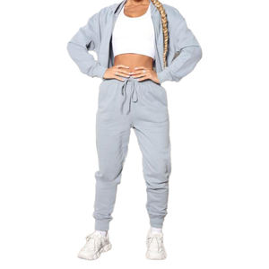 Haute qualité durable femmes thermique recadrée haut court à capuche respirant Style décontracté manches longues avant Logo broderie ODM - Product Image 2