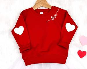 Prix de gros sur mesure pour femmes Street wear-Style ras du cou sweat coupe ample 3D gaufré anti-rétrécissement coeur impression bras - Product Image 3