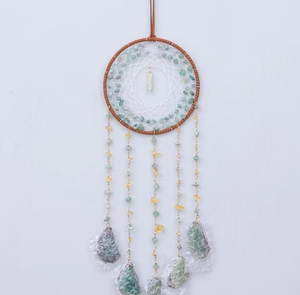 Pièce d'agate en pierre brute attrape-rêves lune et étoiles suspendues au-dessus du lit attrape-rêves personnalisé pour tenture murale décor à la maison - Product Image 1
