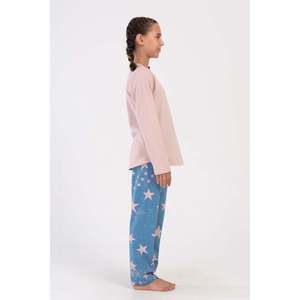 KIZ COCUK 2IPLIK O YAKA UZUN KOL ETEGI OVAL PIJAMA TAKIM(9-10/15-16) - สีชมพูอ่อน - สีชมพูอ่อน - Product Image 2