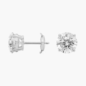 14K Solid Gold F-G VS2-SI1 Round Lab Grown Diamond Four Prong <b>Stud</b> <b>Earrings</b> 4 Ct Total Rhodium Finish Four Prong <b>Fine</b> Jewelry - Product Image 2