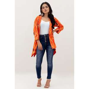 Manteau imprimé pour femme, col montant, longueur longue, taille XL, respirant, tissé, pour automne, hiver, printemps, boutons - WGK-KDW-DP-1769 - Product Image 3