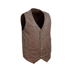Leather Waistcoat <b>Black</b> <b>Vest</b> Motorcycle & Auto Racing - Product Image 1