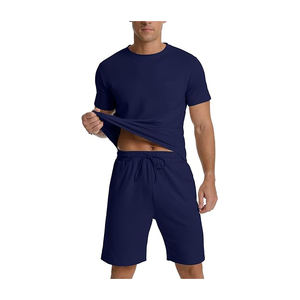 Conjunto de camiseta y pantalones cortos de chándal de manga corta para hombre de verano 2 bolsillos con algodón 100% de alta calidad y Premium - Product Image 3