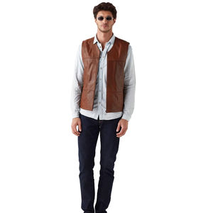 Gilet en cuir pour moto personnalisé respirant pour hommes, gilet en cuir de haute qualité pour hommes, gilet en cuir de course de moto en plein air - Product Image 2