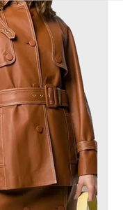 แจ็กเก็ตหนังสำหรับผู้หญิงแจ็กเก็ตหนังแท้มาใหม่ - Product Image 3